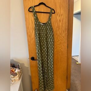 Olive Green Patterned Jumpsuit